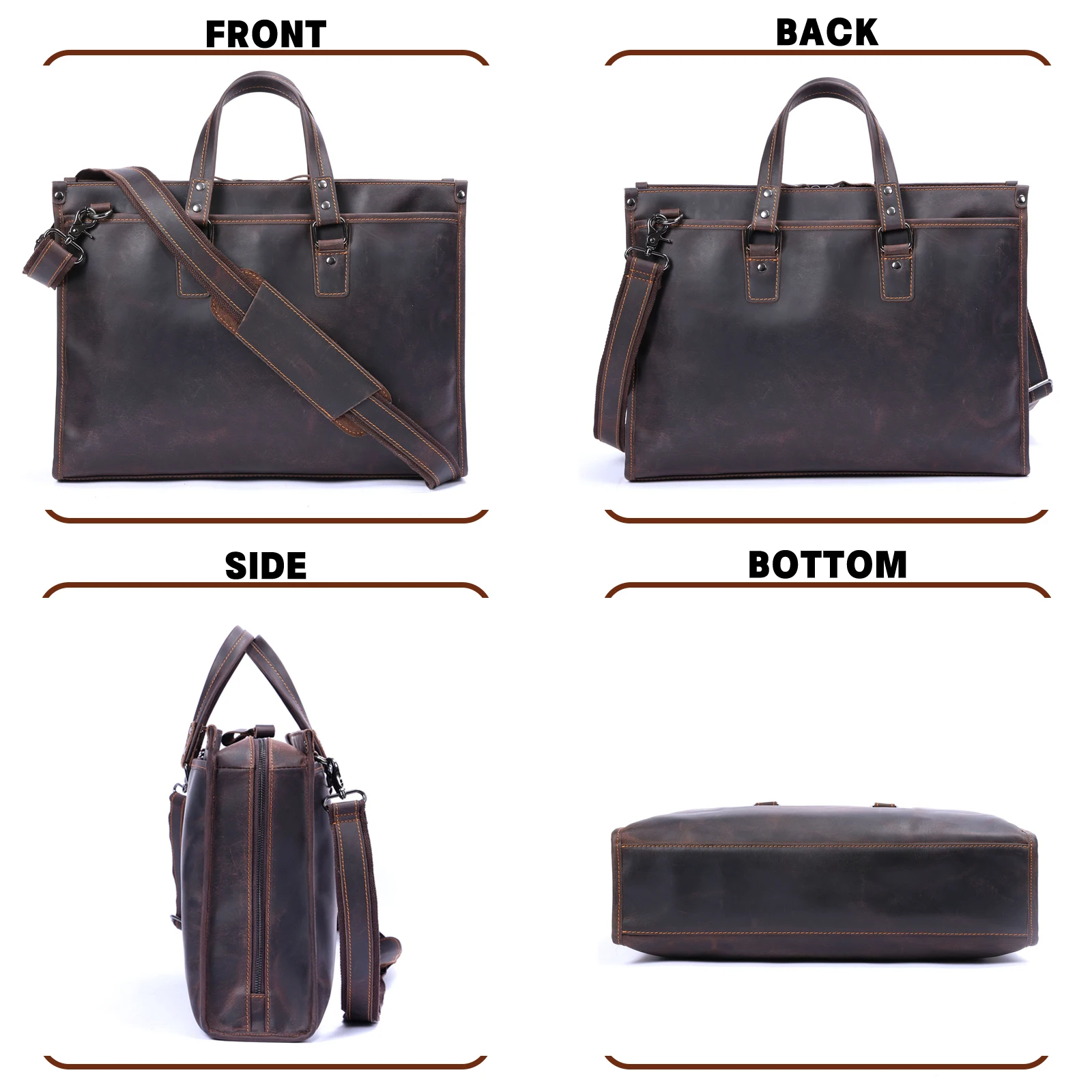 S.WORKER Vintage Echtleder Herren-Aktentasche 15“ Laptop-Handtasche Schultertaschen Retro Casual Stil – Detail 18