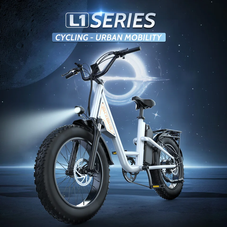 EKX L1 Adult Electric Bike 1000W Motor（1400W peak）34MPH, 48V 15.6Ah Removable Battery With 20''4.0 Fat Tire 7 Speed Urban Ebike image 3