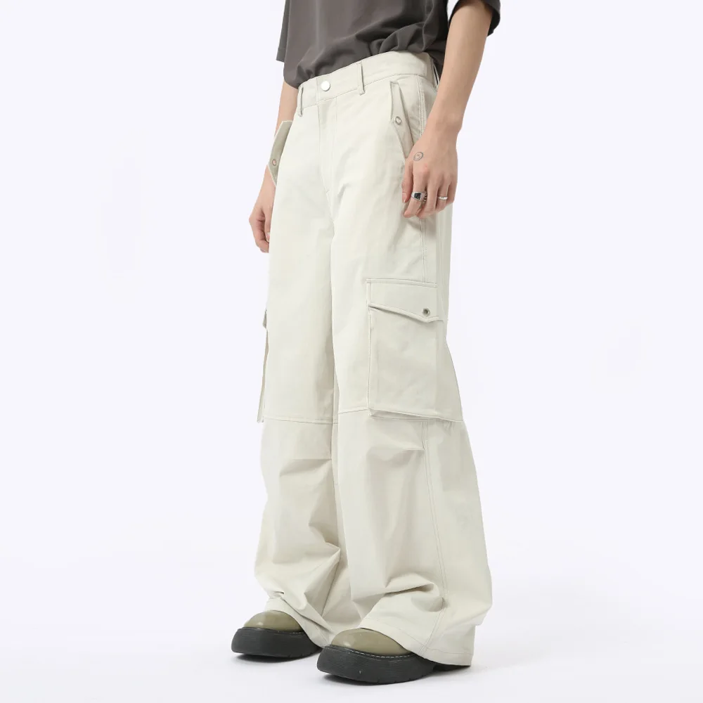 

SYUHGFA High Street Men's Cargo Pants Summer Loose Big Peckers Straight Trousers Wide Leg Male Casual Overalls New 2024