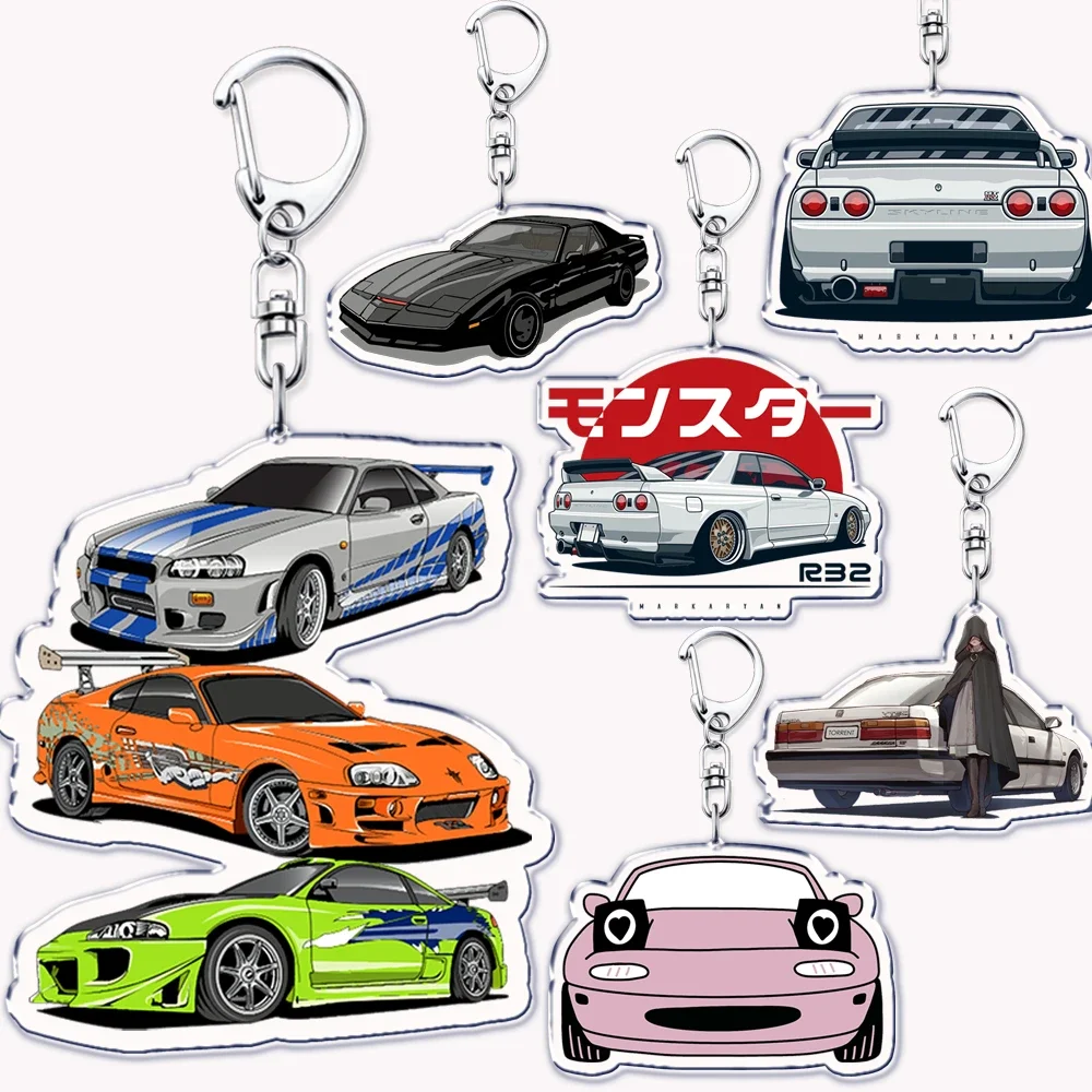 Classic Japanese Sport Racing Cars Key Chain Keychains Ring for Accessories Bag Pendant Keyring Jewelry Gifts