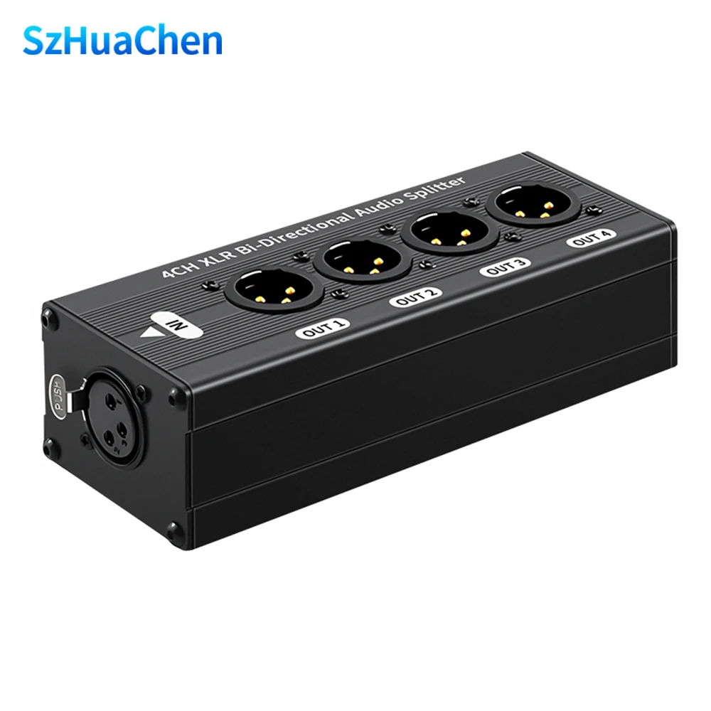 6,35 mm Port XLR symmetrischer Audio-Splitter 1 In 4 Out XLR Audio-Splitter XLR Audio-Signal-Splitter-Box