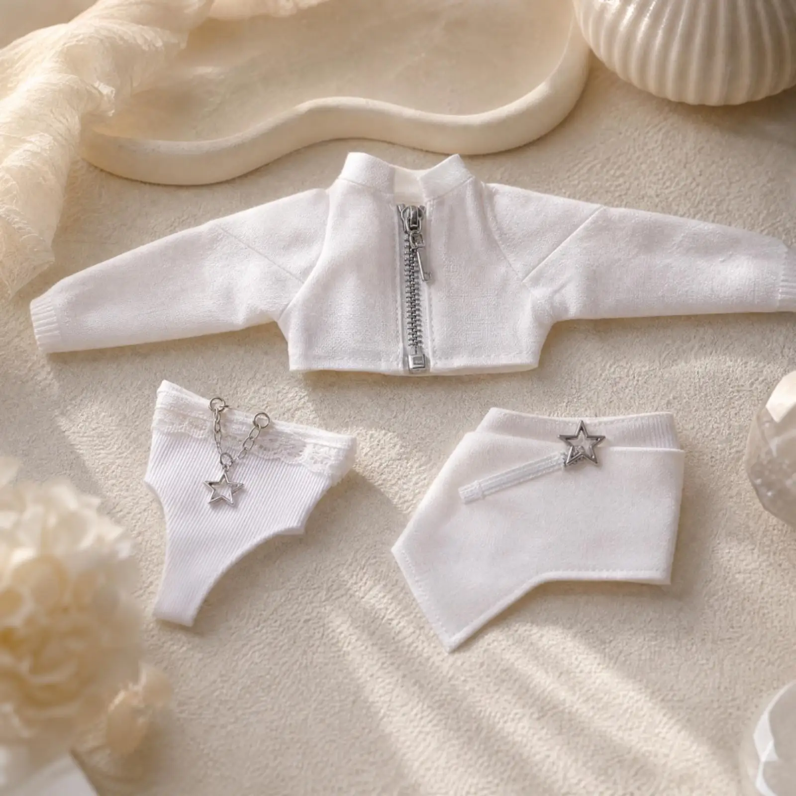 Fashion Doll Clothing Set White BJD Outfit with Ruffled Top and Skirt for 16 Inch Ball Jointed Doll Display - view 3