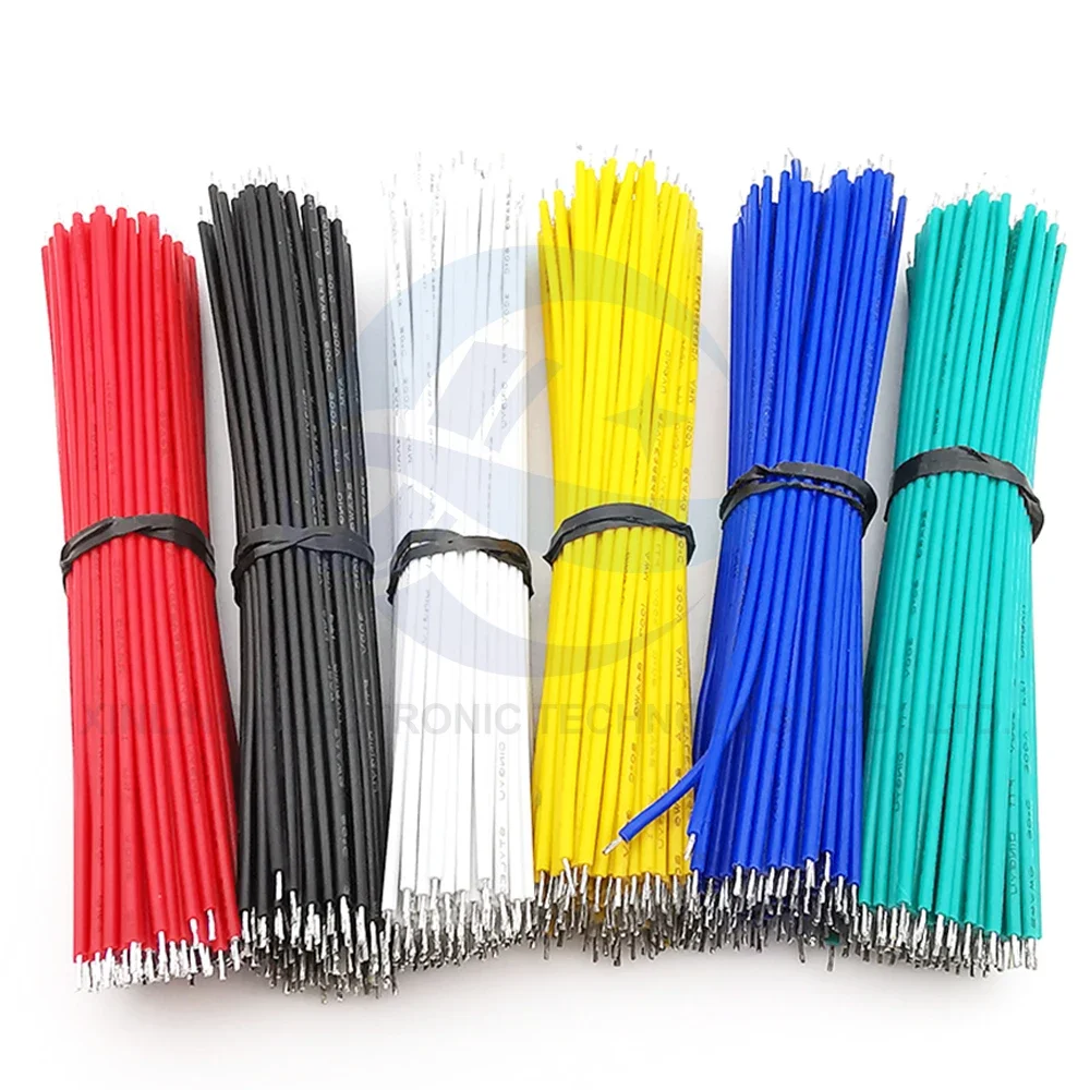 50pcs 26/24/22/20/18AWG# jumper welding cable UL1007 Wire connection cable Double-headed tinned wire PCB board welding cable