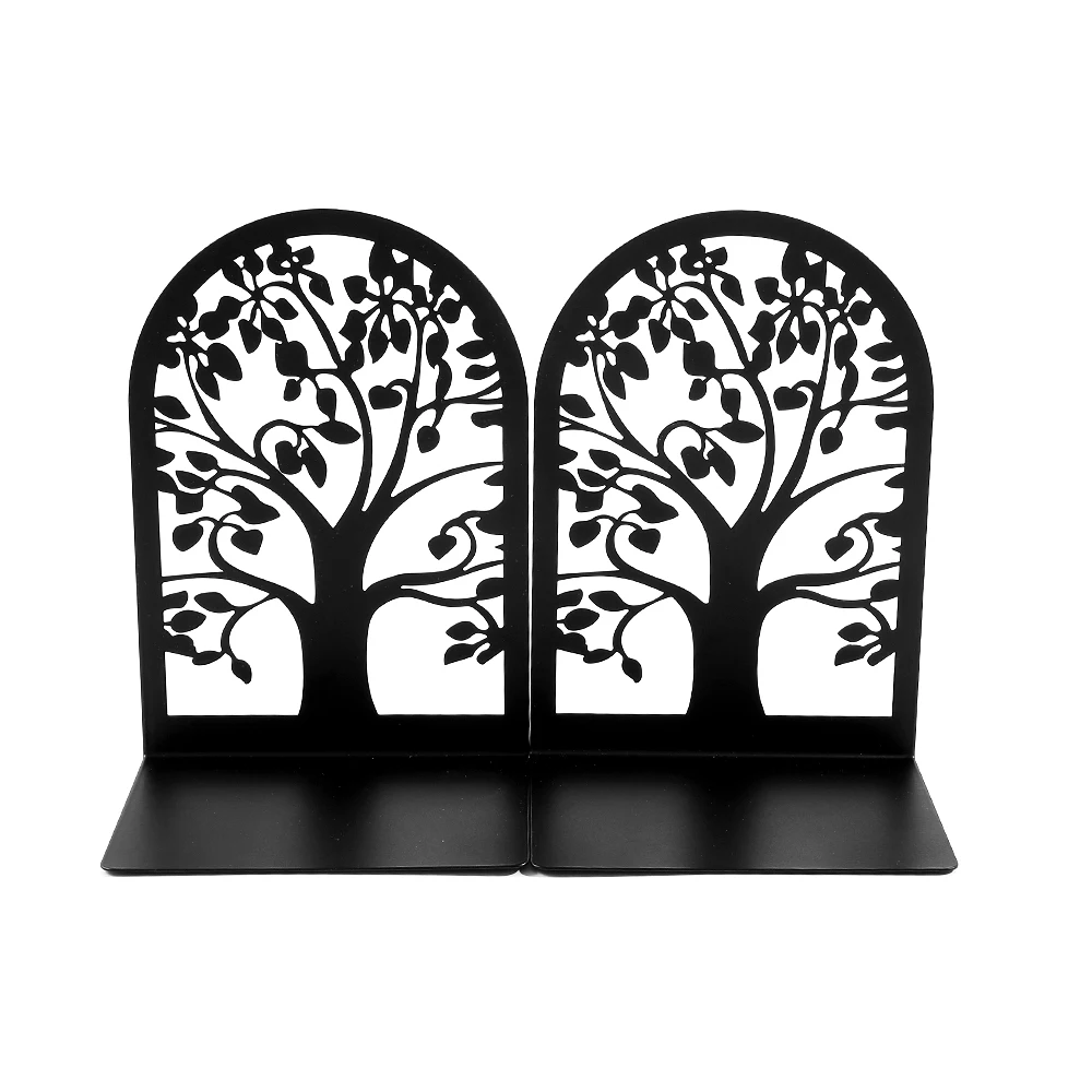 

Black Tree of Life Bookends Metal Heavy Duty Bookends Desk Top Home Bookends Gifts for Book Lovers Office Supplies Storage Books