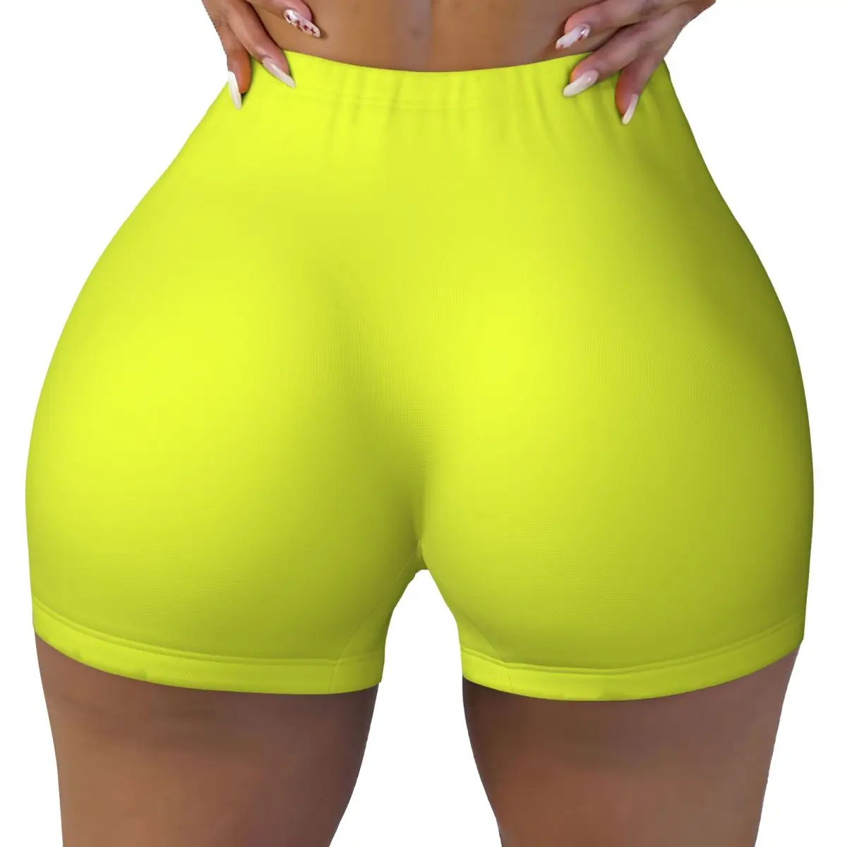 

Custom Women's Yellow Workout Yoga Shorts Gym Athletic Biker Running Shorts
