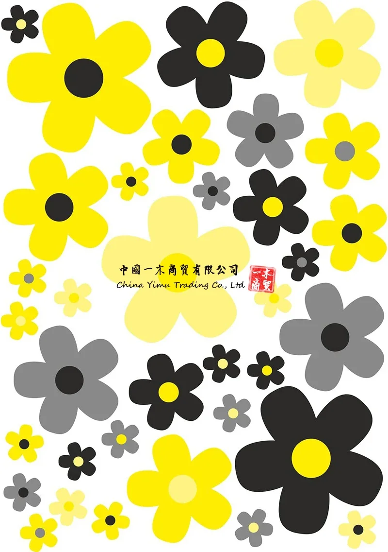 

Flower Sticker Set Black Yellow I Flower Power Sticker for Bicycle Laptop Mobile Phone Kitchen Bathroom Vehicle Weatherproof