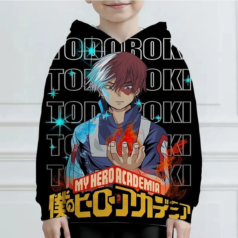 

My Hero Academia Hoodies Boys Girl Sweatshirt Tops Todoroki Shoto Print Hoodie Long Sleeve Pullover Kids Clothes Anime Tracksuit
