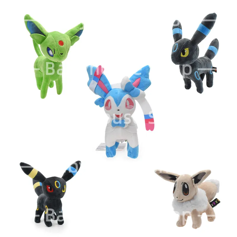 5 Styles Shiny Eevolutions Pokemon Plush Toys Shiny Umbreon Espeon Sylveon Umbreon Eevee Stuffed Doll Classic Cartoon Character