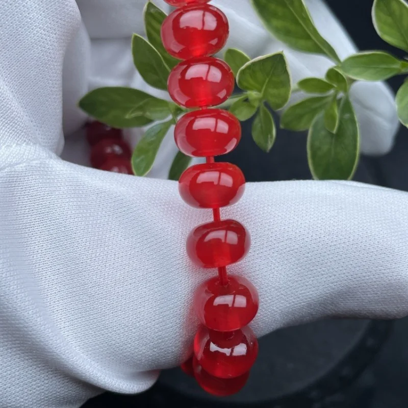 

Браслет из камня Цинъюй с круглыми бусинами в этническом стиле, украшенный вставками из рыбьего шкара и бусинами-абакусами