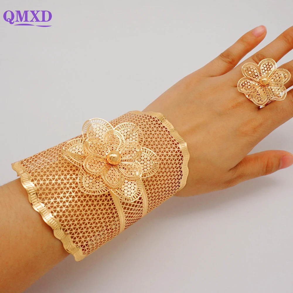 

Indian Jewelry Bangles & Ring Dubai Gold Color Bangle For Women Jewellery Arabic Charm Bangles Nigerian Wedding Bridal Gifts
