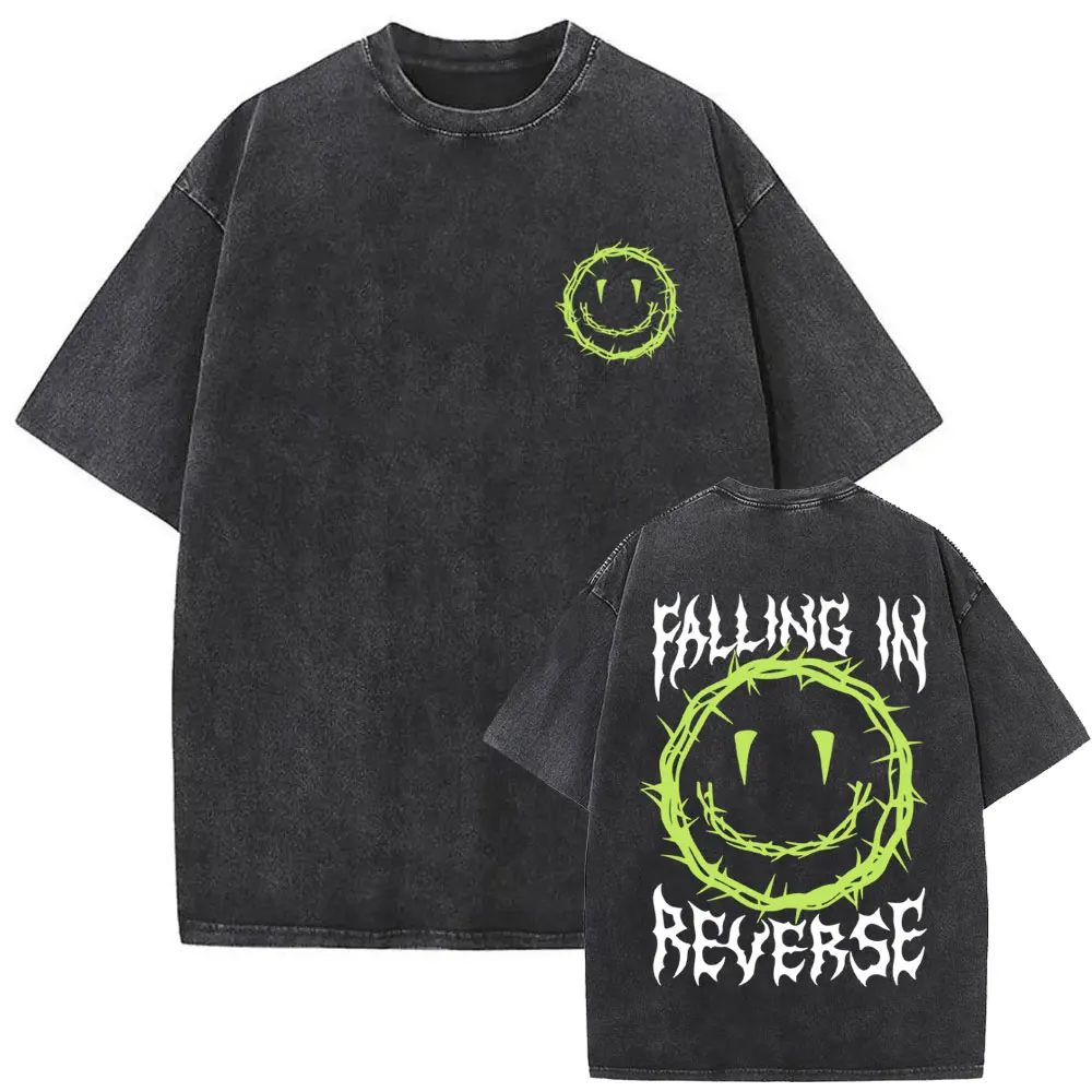 

Hot Sale Rock Band Falling in Reverse Washed Vintage T Shirt Men Women Casual Oversized Tshirt Male High Quality Cotton T-shirts