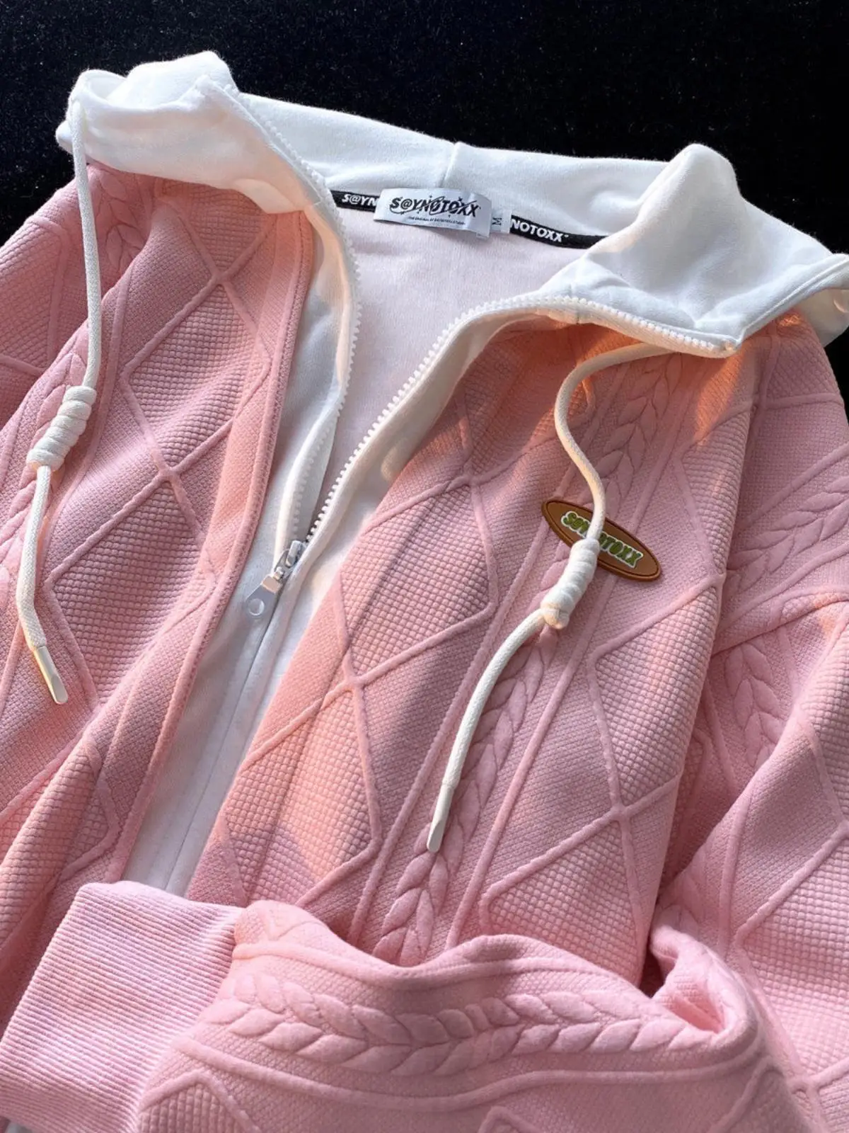 

Extra Large 300 Pou Hoodie Sweatirt Spring Autumn Men's Loose Casual Patchwork Faion Outerwear Youth Trendy Zipper