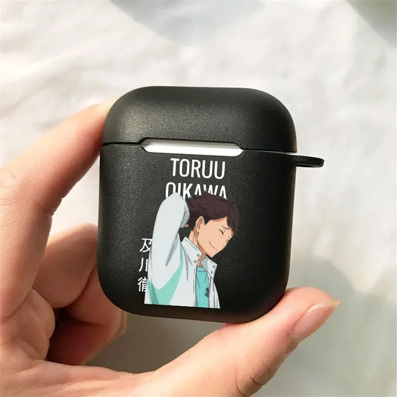 Bonita funda de silicona negra para auriculares inalámbricos con Bluetooth, Anime japonés Oya Haikyuu Love, voleibol, AirPods 12, 3 Pro