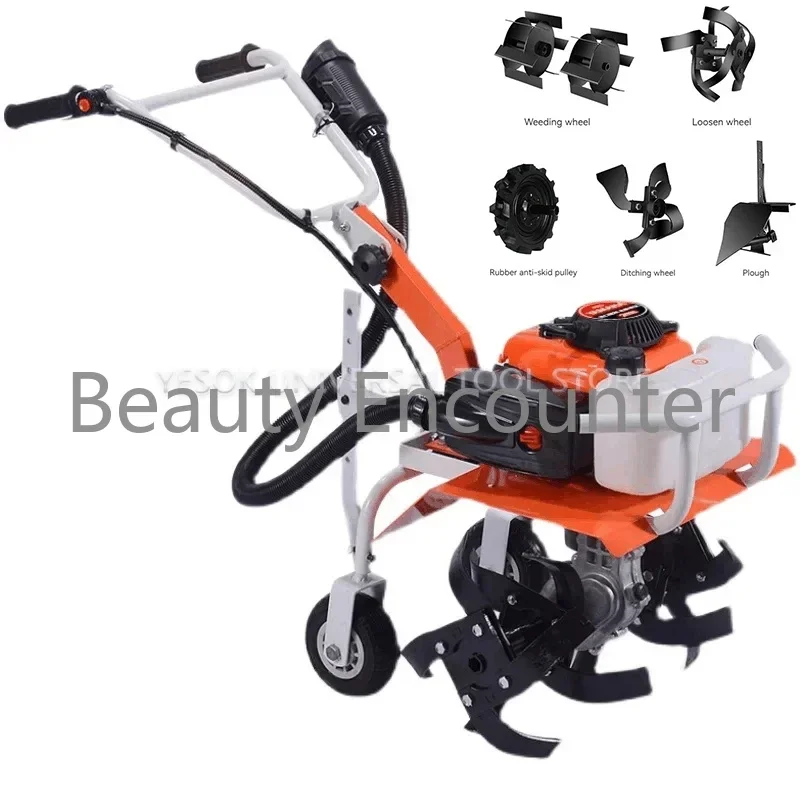 Micro-tillator Small Agricultural Gasoline Rotary Tiller Home Hoe Weeding, Loosen Soil, Open Ditch, Plow