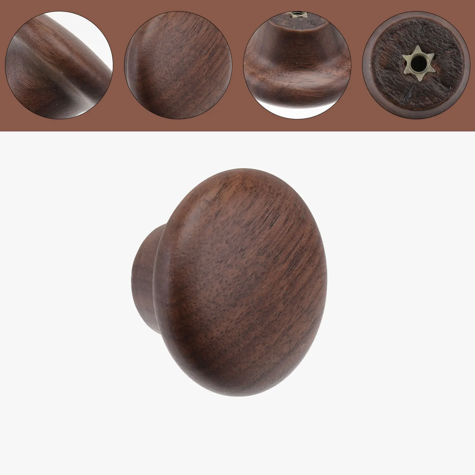 

2PCS Solid Wood H Black Walnut Single Hole Knob for Cabinet Drawer Wardrobe Cupboard Door Hardware Durable Smooth