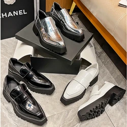 Genuine Leather Designer Shoes Retro Brand Women's Shoes Square Head Small Leather Shoes Unique Office High Quality Loafers