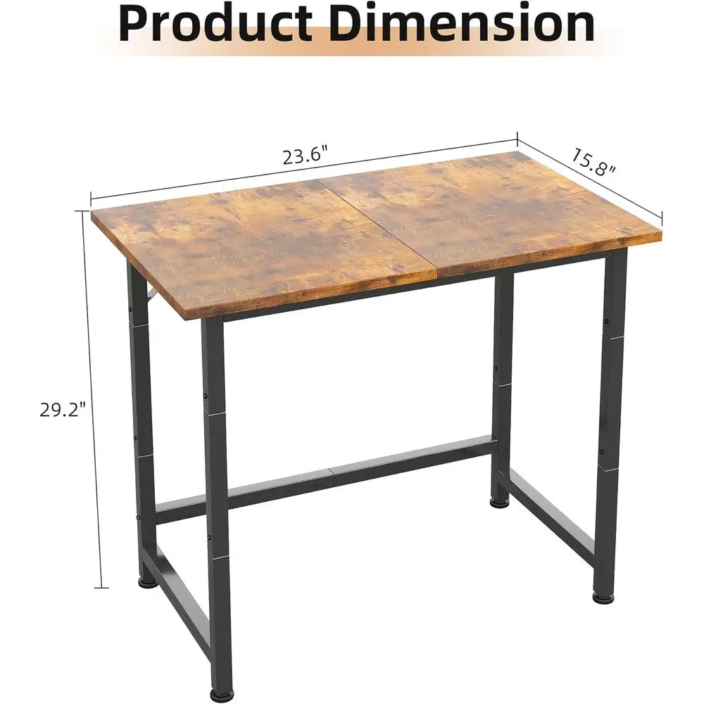 Compact 24 Desk for Tight Spaces: Rustic Brown Mini Desk with Mousepad for Home, Office, Study, Kids