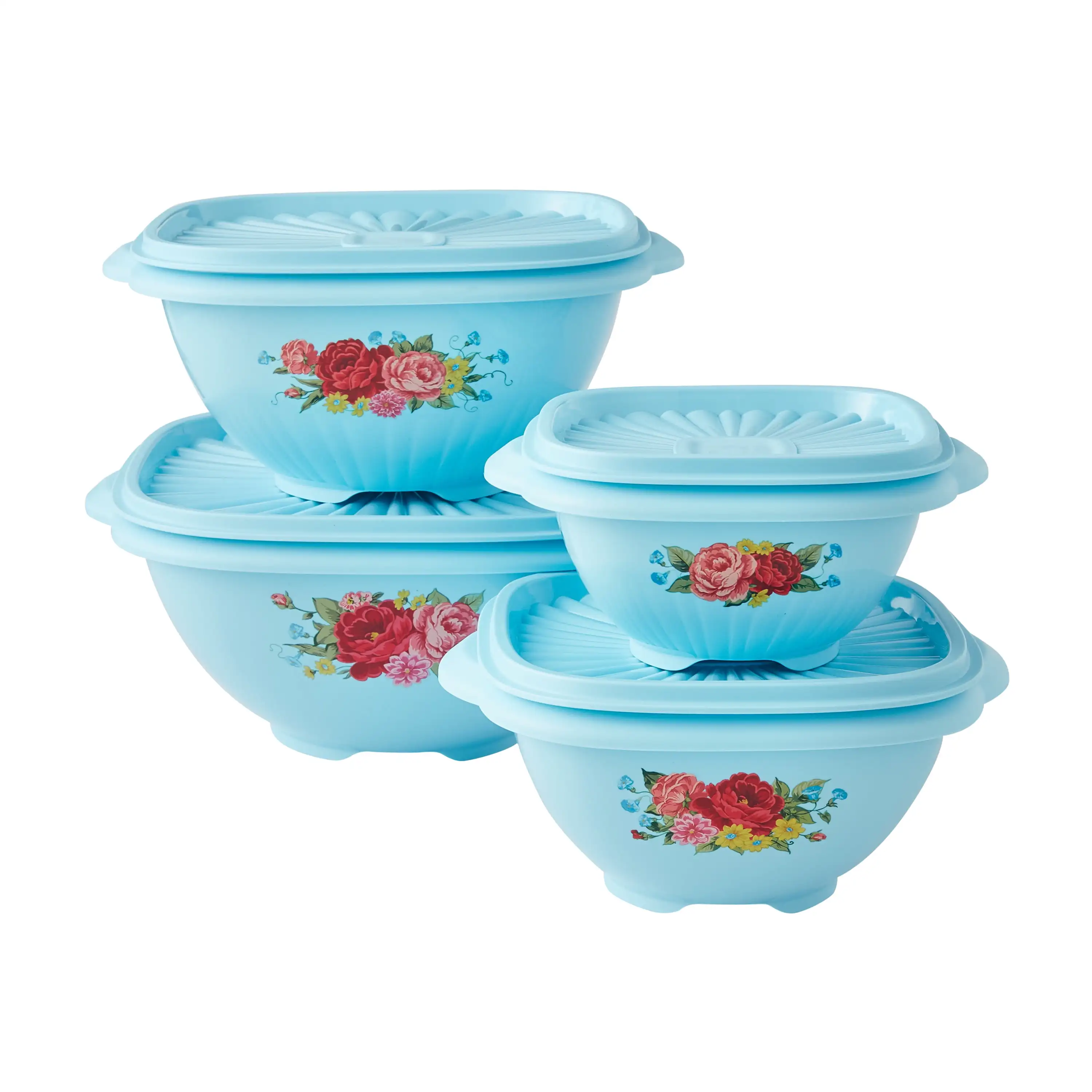 

-8 Piece Bowl Set, Sweet Romance, Teal