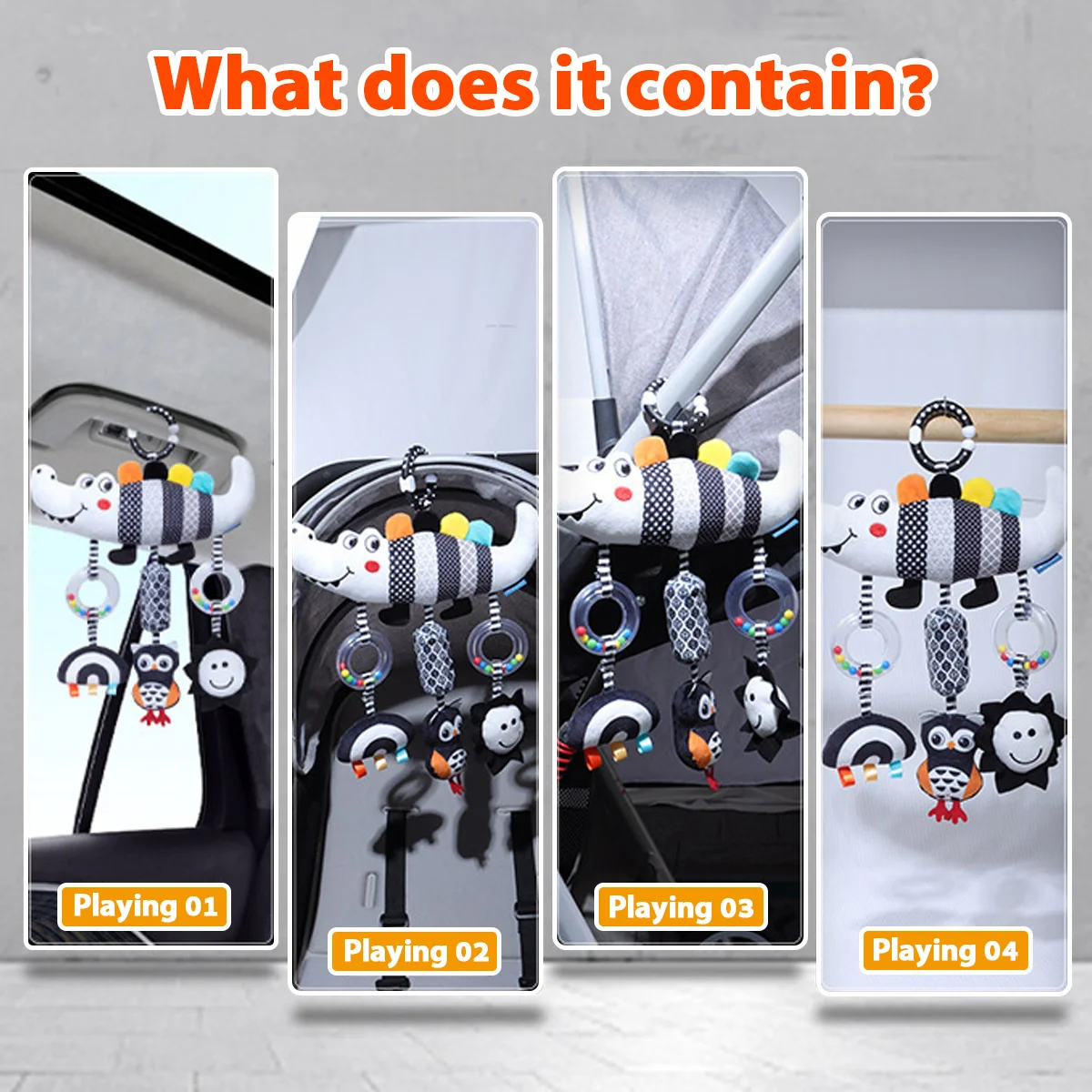 Peluche a Forma di Coccodrillo con Musica e Sonaglio, Giocattolo Sensoriale per Bambini e Bambine per Stimolare le Capacità Cognitive