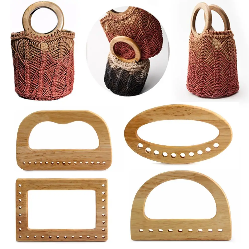 D shape Round Bamboo Wood Resin Bag Handle for Handcrafted Handbag Purse Frame DIY Bags Accessories New Fashion Bag Handles