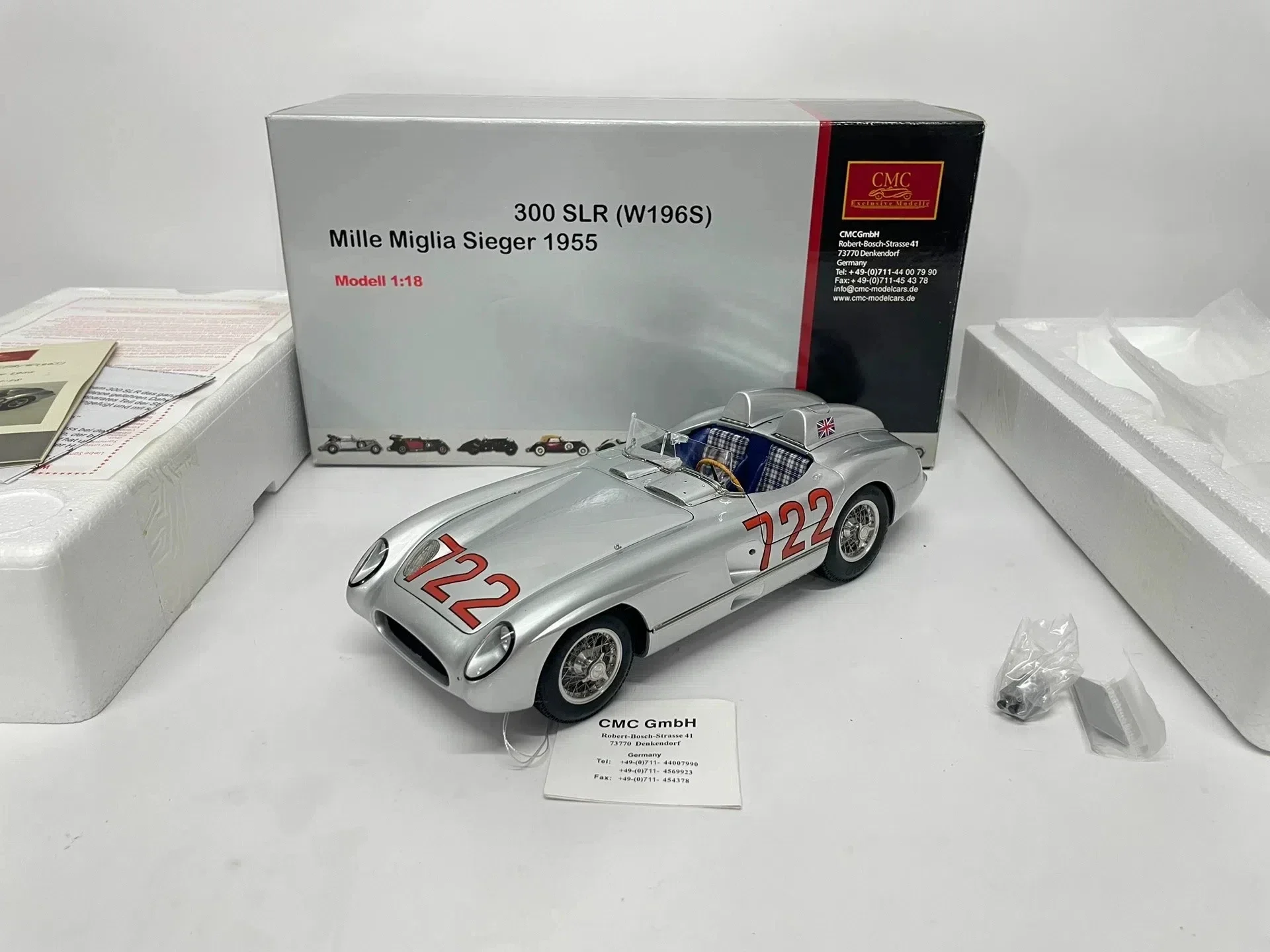

CMC 1:18 300 SLR W196S 1955 #722 Simulation Limited Edition All Open Alloy Metal Static Car Model Toy Gift