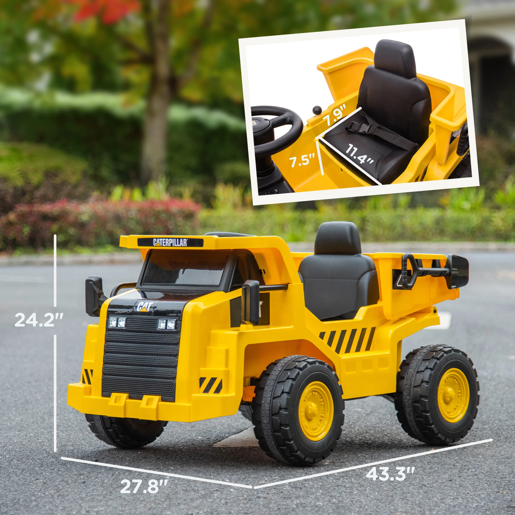 Caterpillar Licensed 12V Electric Ride-On Excavator with Remote, Yellow