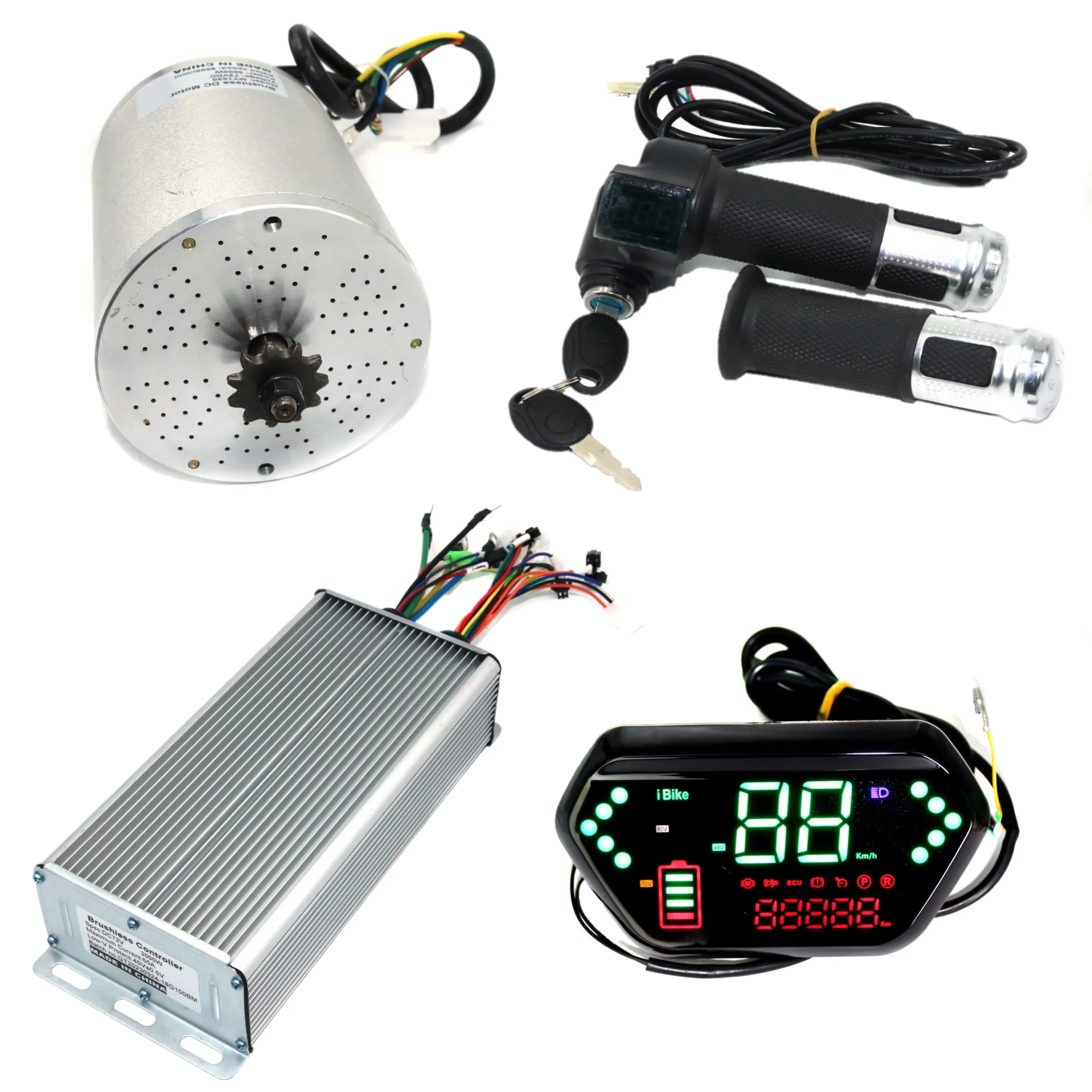 EVFITTING motore BOMA + Controller 18mosfet 72V 3000W 55A + andle + un semplice Display