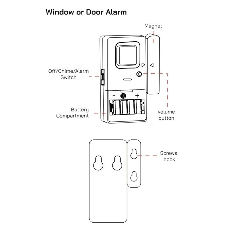 Porta Volume ajustável e janela Alarme Sensor, Alarme Chime, Home Security, Crianças Alarmes de Segurança, 4 Packs