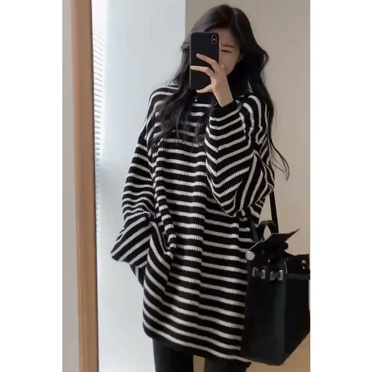 

Women's Clothing Loose Autumn Winter Thin Oversized Casual Ladies Striped Pullovers Long Sleeve Tops 2024 New Knitting Sweaters