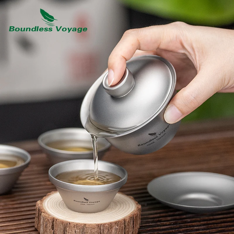 Boundless Voyage 100 ml Titan Gaiwan Traditionelles chinesisches Kung-Fu-Teeset mit Deckel Hitzebeständige doppelwandige Teeschüssel