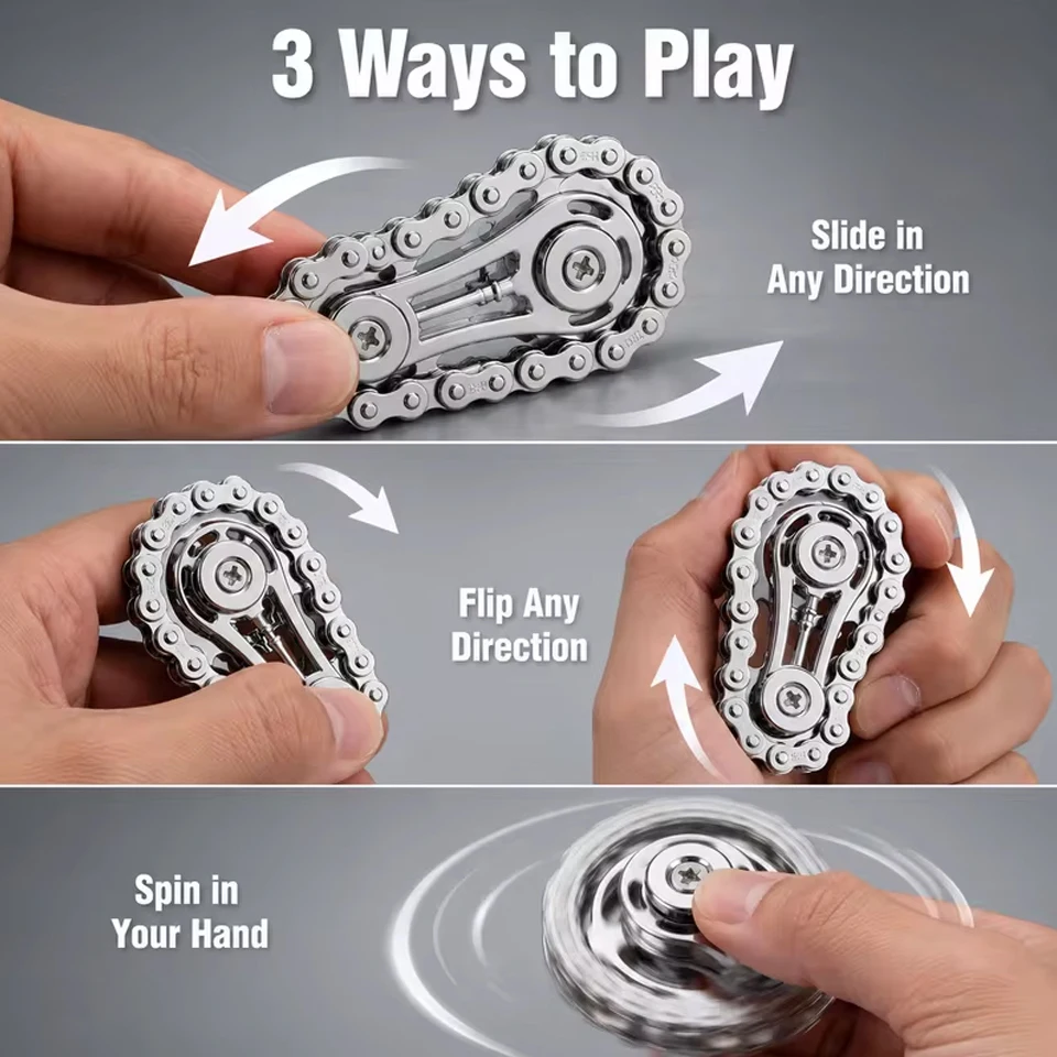 New Sprockets Flywheel Fingertip Gyro Fidget Spinner Antistress Anxiety Metal Bike Chains EDC Spinner Fidget Toys For Adult