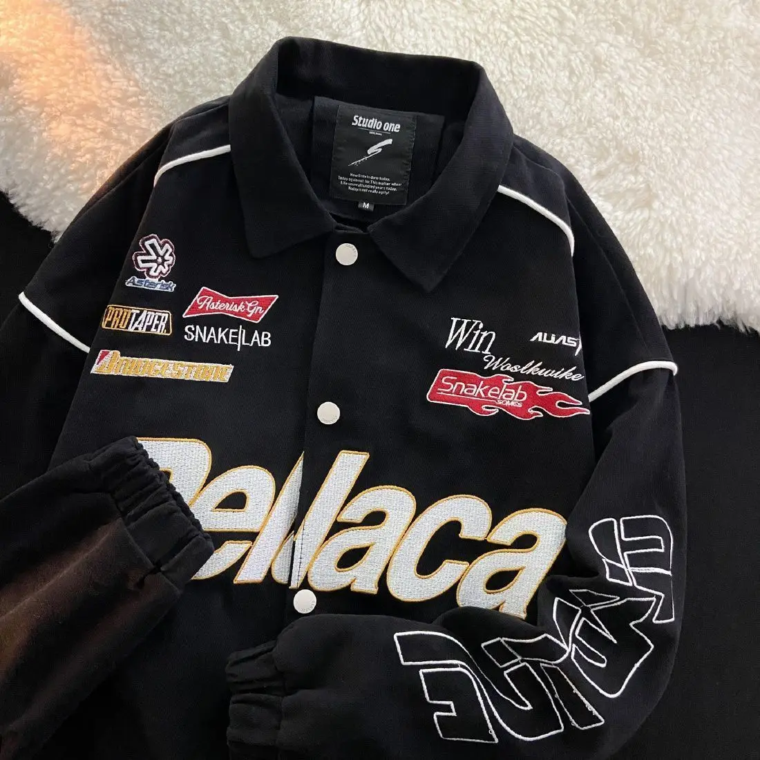 

Motorcycle Jackets Men's American Punk New Loose Embroidery Letter Design Sense Student Tide Brand Hip-hop Fried Street Jackets