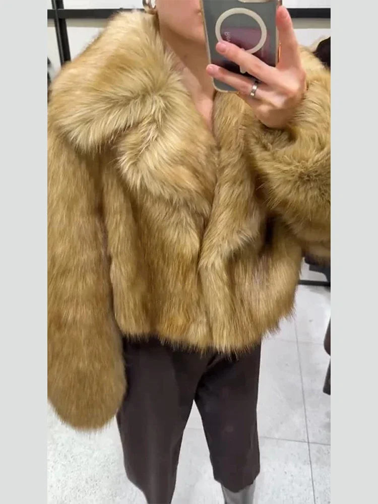 2025 Autunno Inverno Della Signora Della Tuta Sportiva Streetwear Cappotto di Pelliccia delle Donne Dell'annata Solido Grande Gira-Imbottiture Collare Manica Lunga Giacca di Pelliccia Sintetica