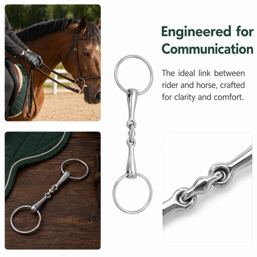 Stainless Steel Horse Snaffle Bit Durable Rust Proof Stainless Steel Horse Bit Loose Links Design Flexible Jointed Links