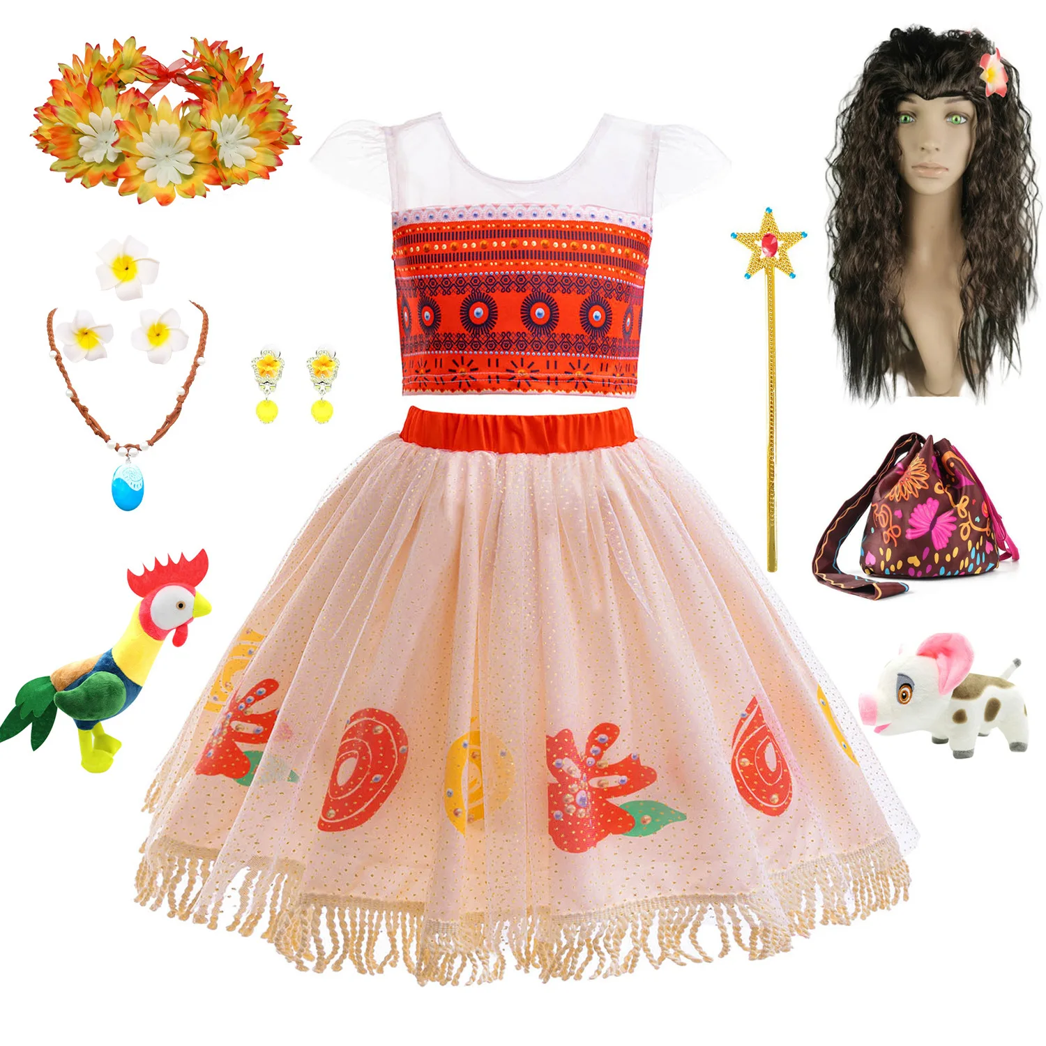 

Shiny Toddler Little Girls Movie Moana Girls Birthday Party Cosplay Halloween Fancy Dress