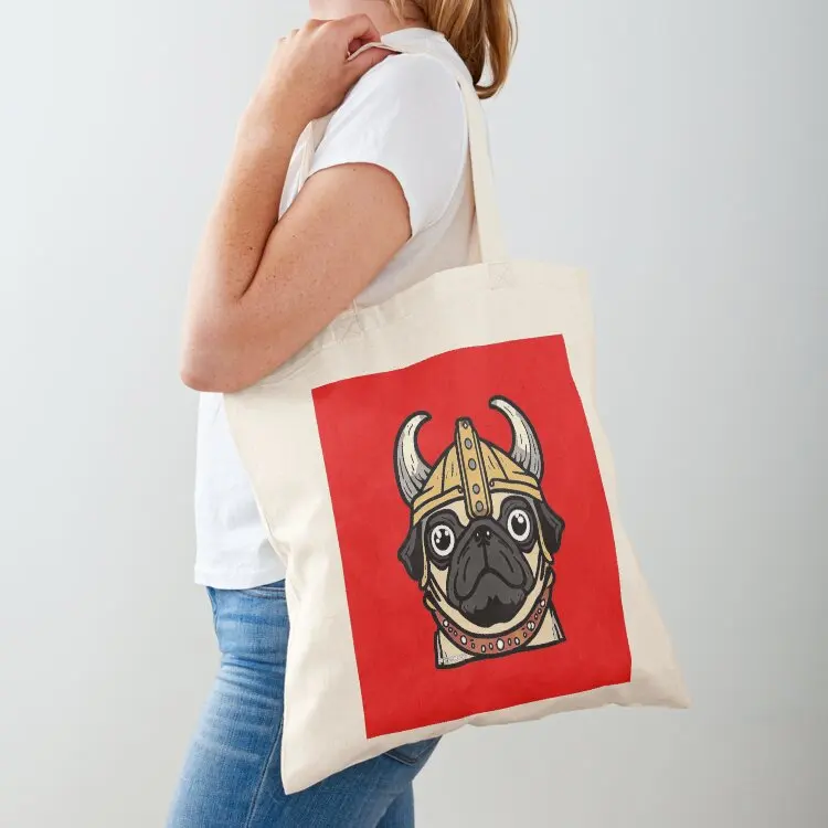 

Viking Pug Tote Bag university shopper bag Women bags Lady bag