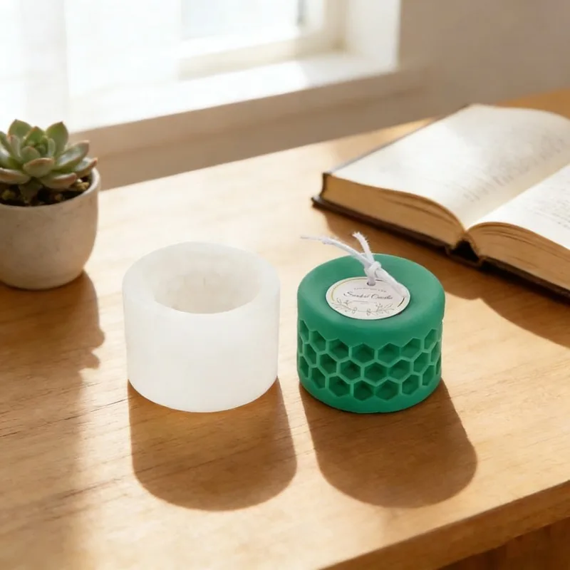 3D Wabenförmige Zylindrische Kerzenform aus Silikon DIY Aromatherapie-Kerze Gips Zement Handgemachte Seifenherstellung Werkzeuge Heimwerker-Geschenke