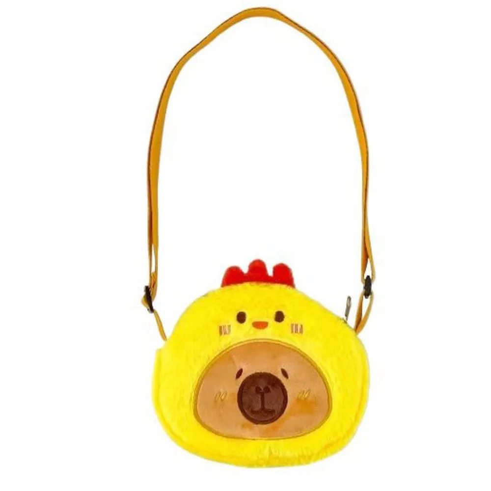 대용량 카피바라 숄더백 PP 코튼 만화 동물 크로스백 지퍼 휴대용 개구리 동전 지갑 학생용