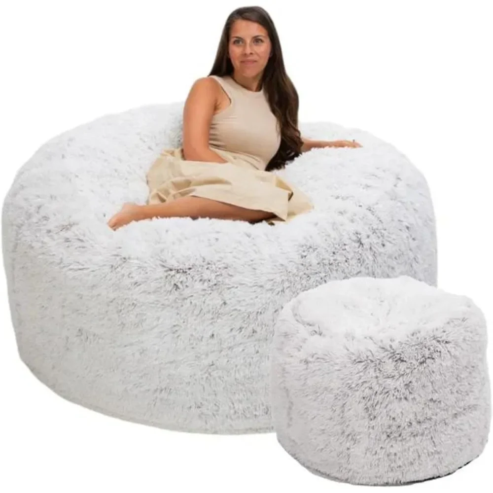 Luxury Polyurethane Beanbag Chair with Footstool, Adjustable Height, Age Range, All Age Groups, Modern Solid Beanbag Chair