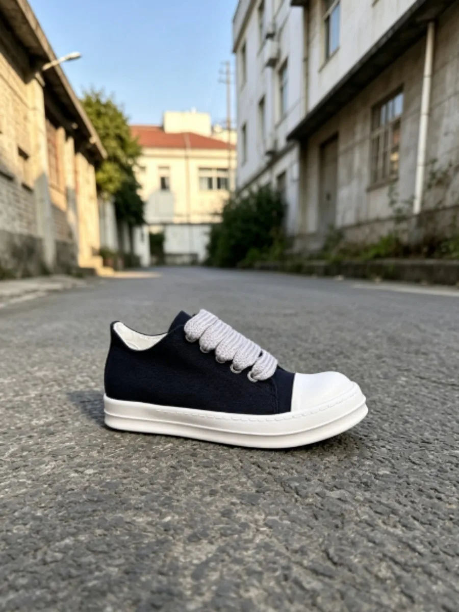 

Black Canvas Shoe Men Boots Ro High Top Shoes Jumbo Laces Women Sneaker Casual Shoes Luxury Zipper Low Top Shoes Ankle Boot