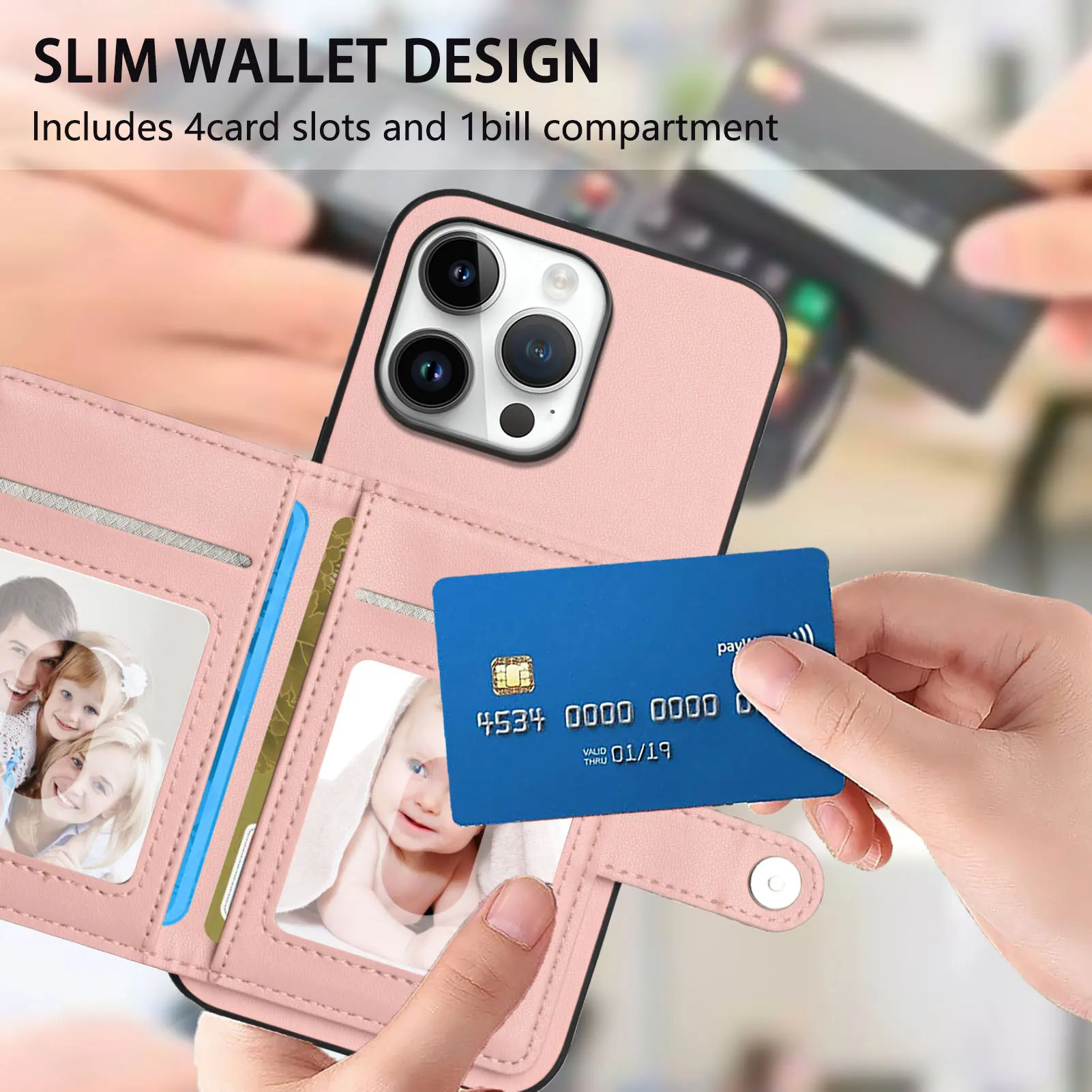 Button Card Bag Case For Honor 200 Pro 90 Lite X50i Luxury RFID Blocking 4 Cards Slot Back Cover Funda For Honor Magic 5 6 Lite