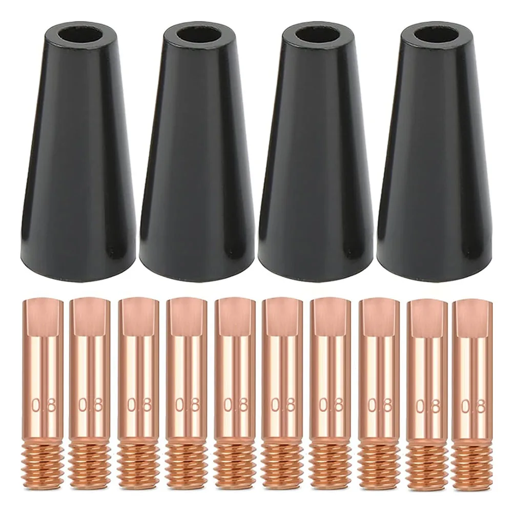 Gasless Flux Core Nozzle Tips Kit 0.8mm Copper Contact For MIG Welding Torch MB14AK MB15AK Accessories