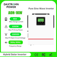 Daxtromn MPPT 1KW Hybrid Solar Inverter 1000W 12V 24V 220V Pure Sine Wave Inverter Built-in 80A MPPT Solar Inverter Solar Charge