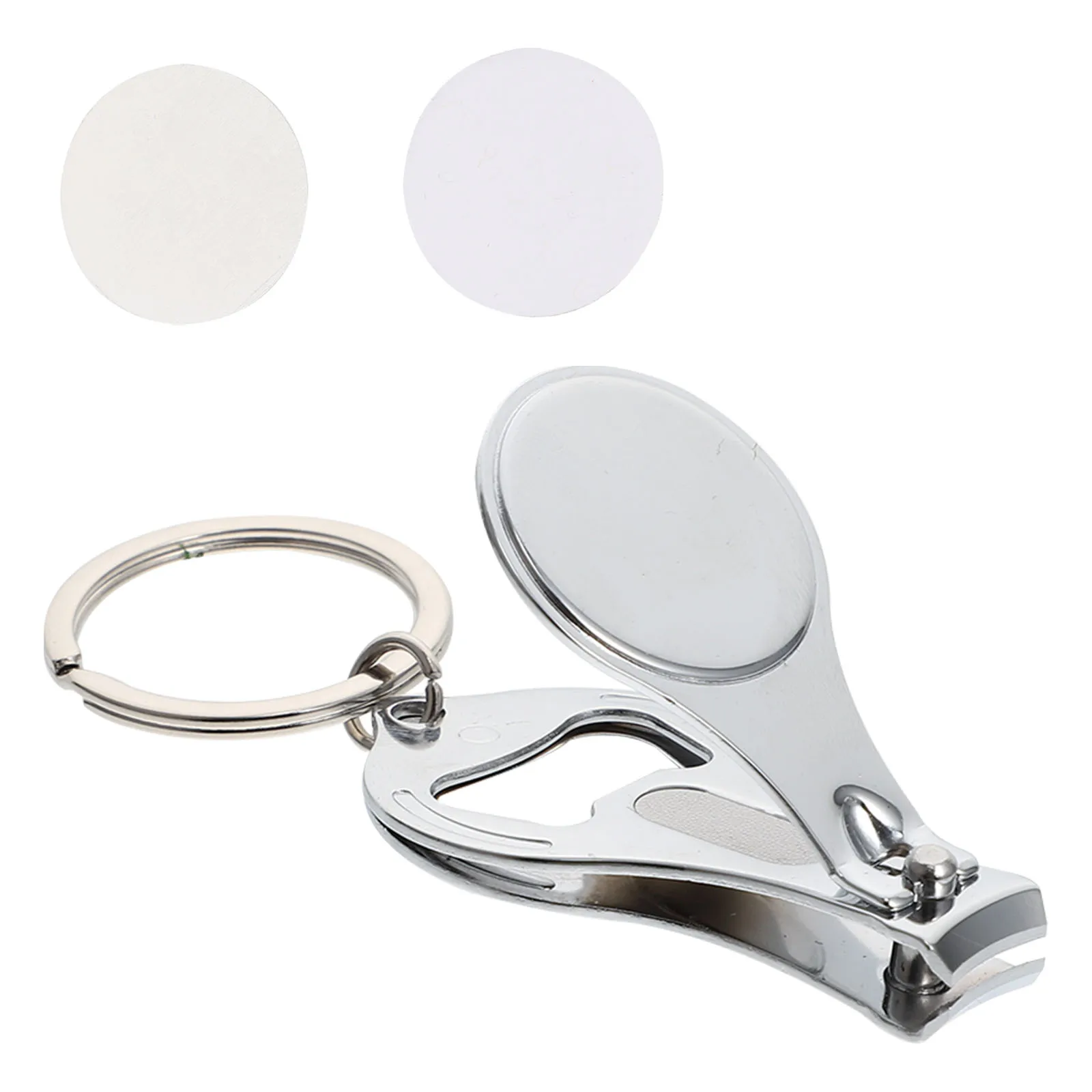 

2pcs Metal Keychain Portable Nail Clipper Keyring Multipurpose Creative Design Diy Heat Transfer Stainless Steel Practical