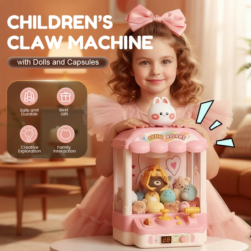 

Cartoon Claw Game Machine Rabbit Automatic Doll Machine Toy for Kids Coin Operated Play Game Claw Crane Machines Children Toys