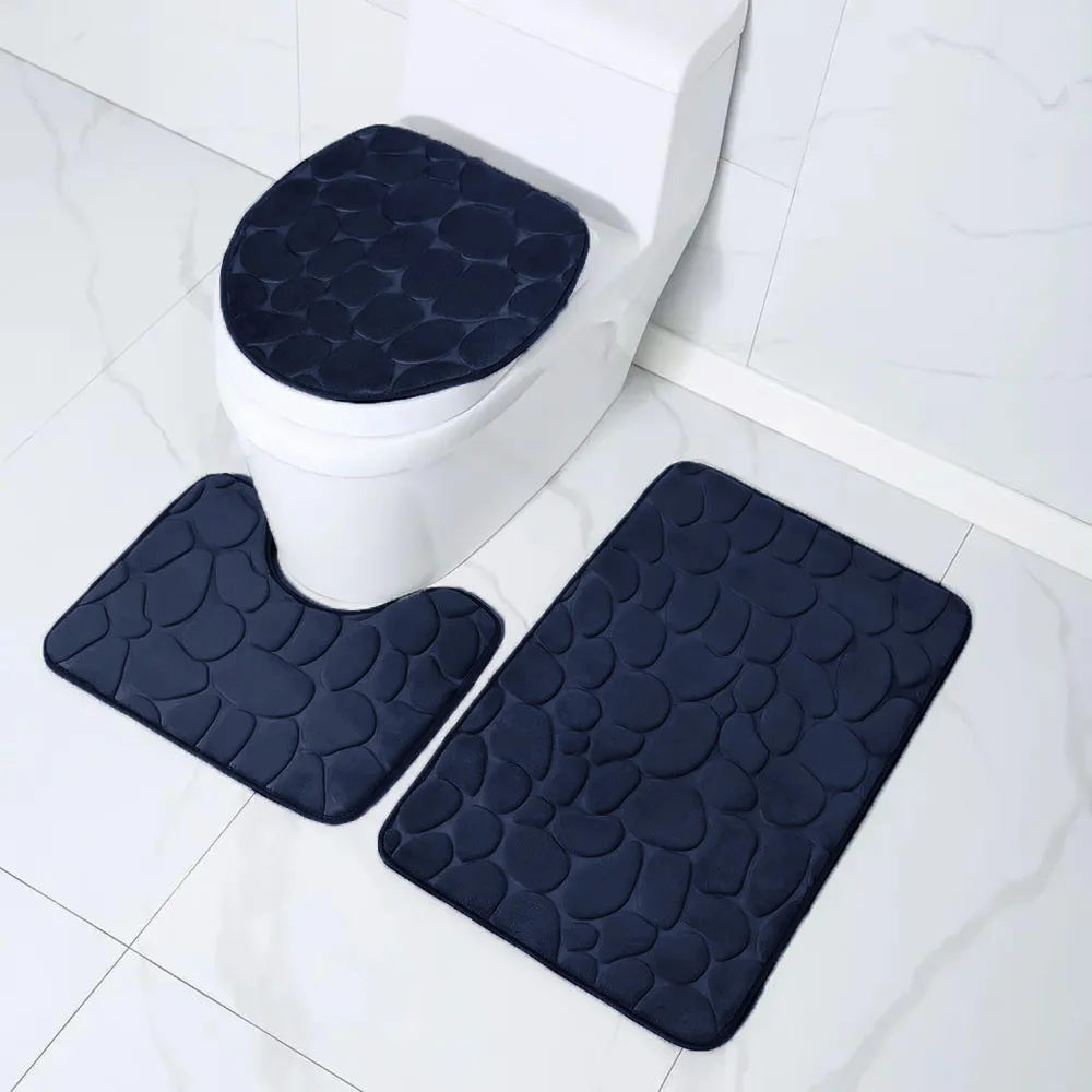 1PC sponge pebble stone pattern bathroom anti-slip floor mat carpet, multi-scene use, can wash home decoration