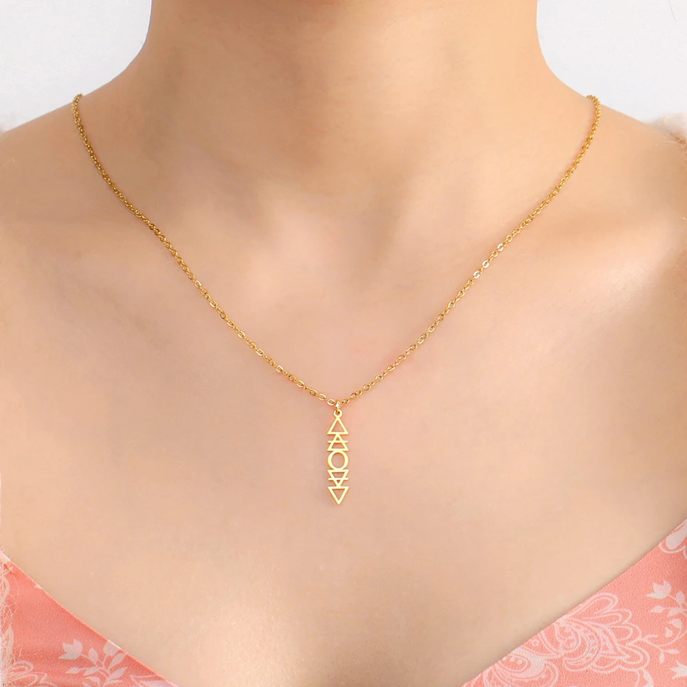 Dawapara Four Elements Necklace Earth Air Fire Water Alchemical Symbols Protection Amulet Stainless Steel Jewelry