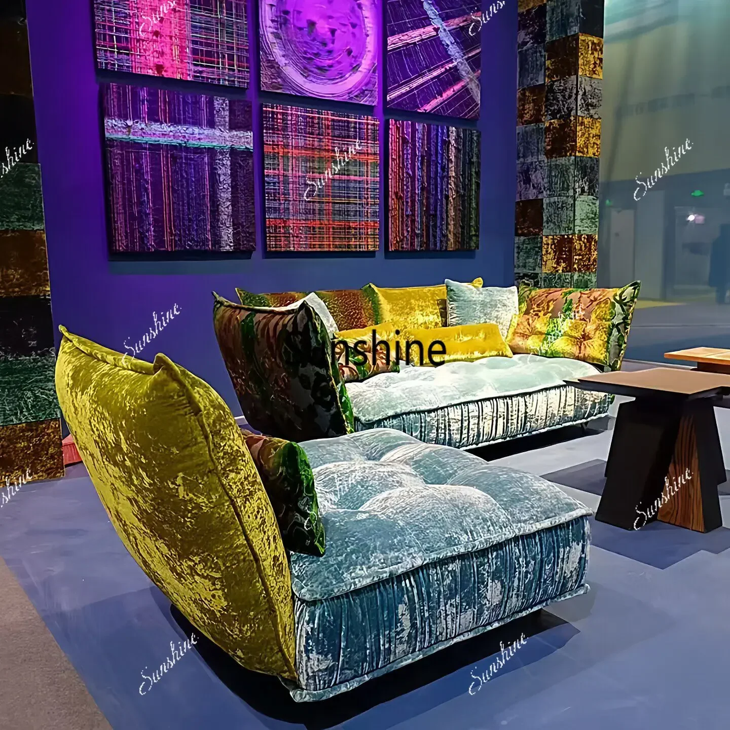 French light luxury special-shaped retro pattern corner combination sofa