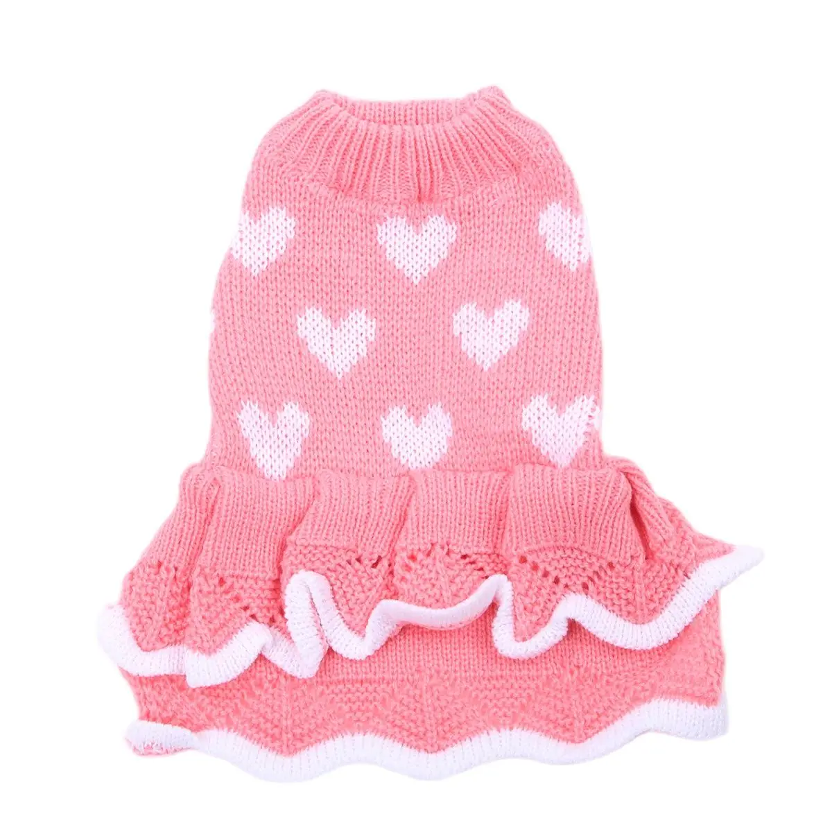 Dog Cat Sweater Dress Hearts Design Pet Puppy Jumper Autumn/Winter Clothes