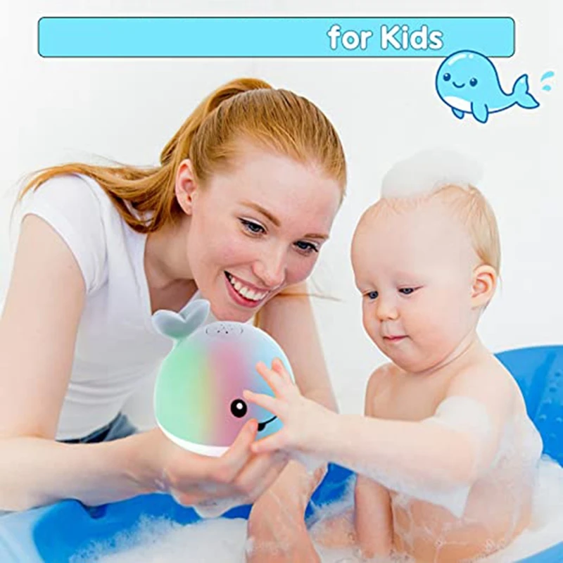 Baleine à jet d'eau pour bébé, jouet de bain, lumière colorée LED, induction automatique avec chargement USB